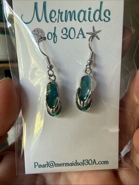 Teal Flip-Flop Dangle Earrings
